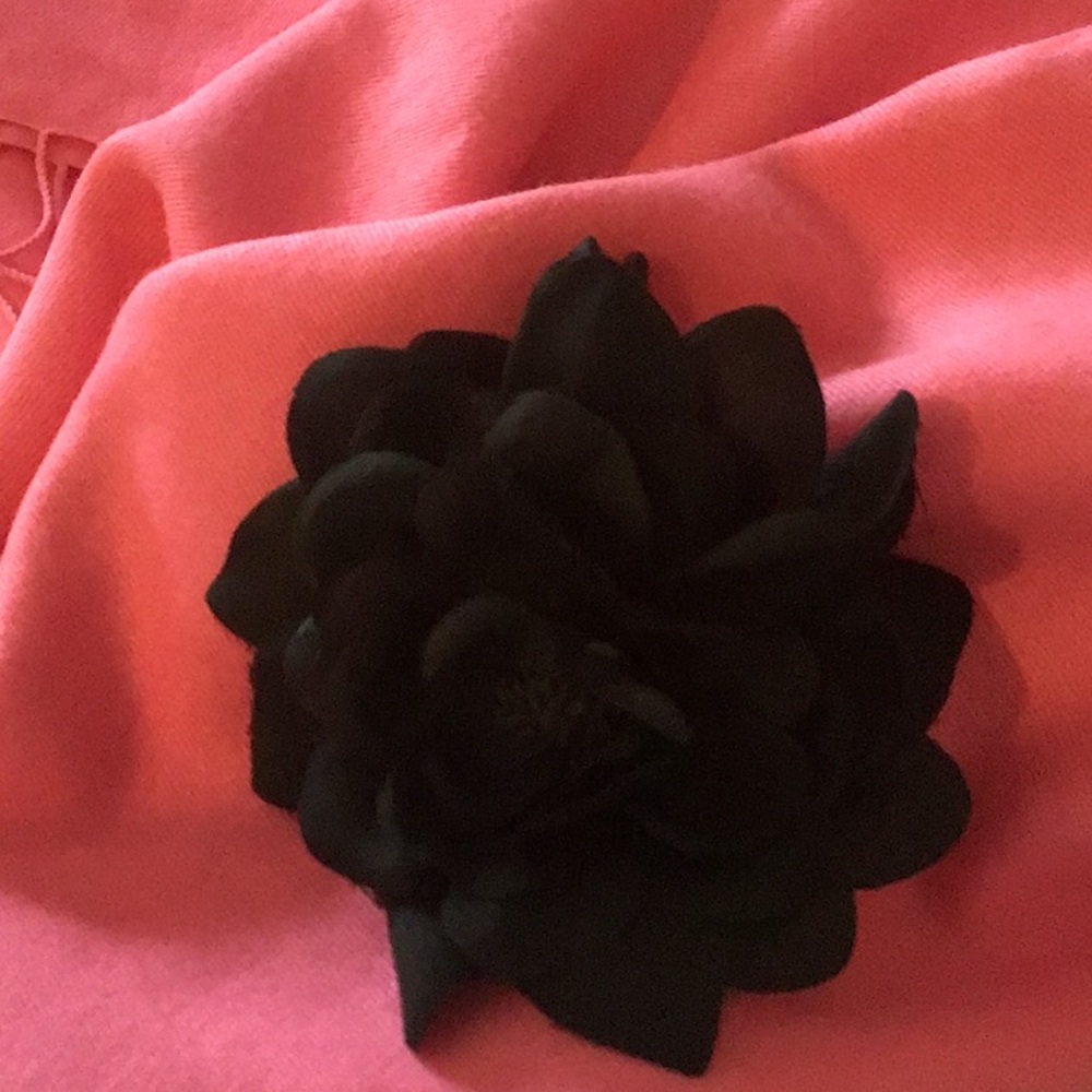 Black Fabric Flower Brooch